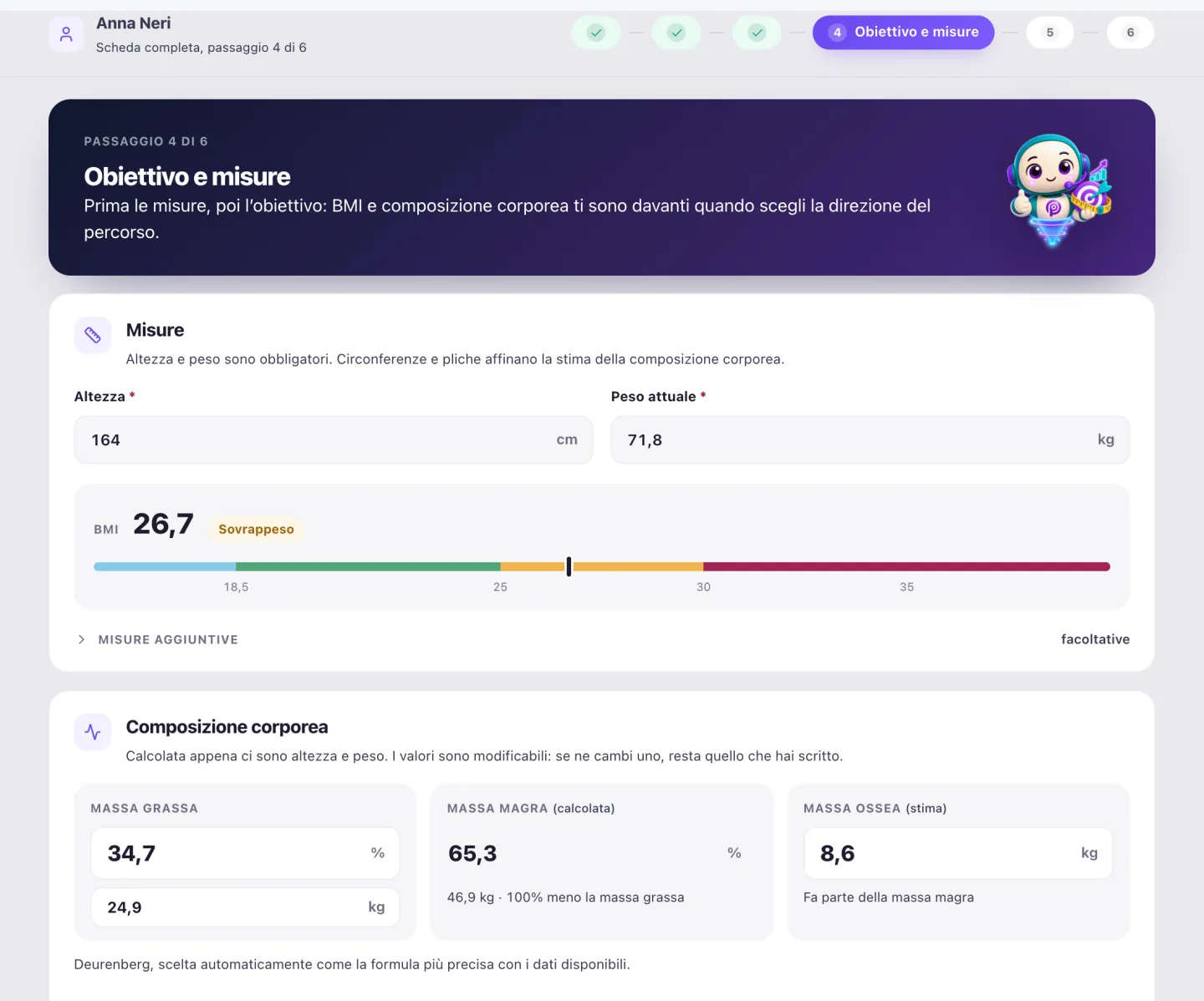 New patient: goal and measurements